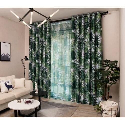 Nordic Curtains for Living Dining Room Bedroom Ins Wind Tropical Forest Palm Leaf Tree Curtains Finished Product Customization