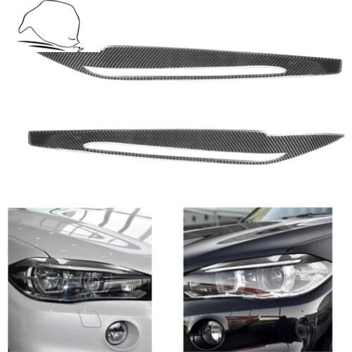 For BMW X5 F15 2014-2018 Carbon Front Headlight Eyebrows Eye Lids Protection Cover Headlamp Refit Sticker Tuning Car Accessories