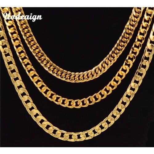 Uodesign Mens Thick Gold Chains Fashion Necklaces Male Gold ColorAlloy Mens Cuban Link Chain Necklace Jewellery for men