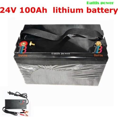 Waterproof 24V 100AH Lithium ion Battery li ion BMS for photovoltaic storage Solar fishing lamp inverter Household + 10A Charger