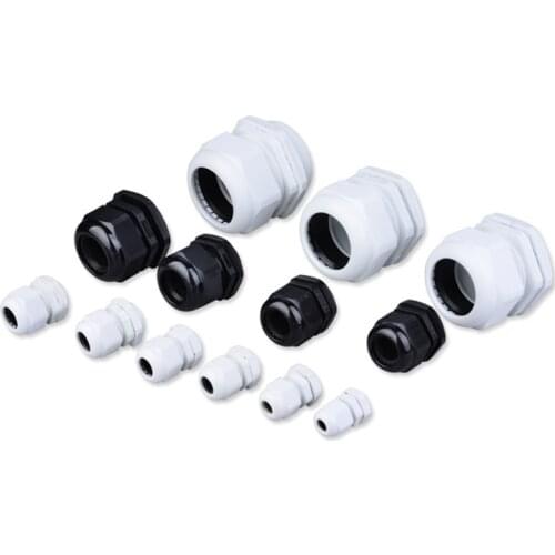 Waterproof Cable Gland Cable entry IP68 White Black Nylon Plastic Connector PG7 for 3-50mm PG9 PG11 PG13.5 PG16 PG19/21