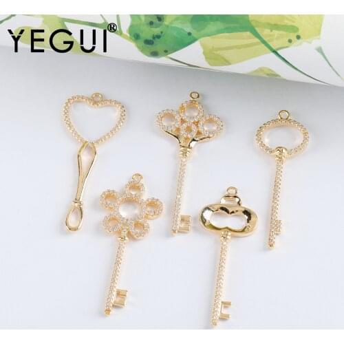 YEGUI M1041,jewelry accessories,18k gold plated,copper metal,zircons,jewelry findings,charm,diy pendants,jewelry making,4pcs/lot