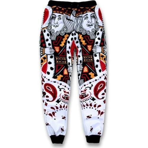 CJLM Funny 3D Men Pants Playing Cards King Poker Face Bandanna Paisley Sweatpants Hip Hop Style Jogger Casual Long Trousers