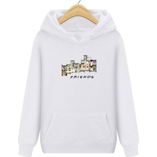 Friends Letters Hoodies Sweatshirts Winter Women Long Sleeve Leisure Oversize Hooded Jumper Jacket Ladies Warm Pocket Pullovers