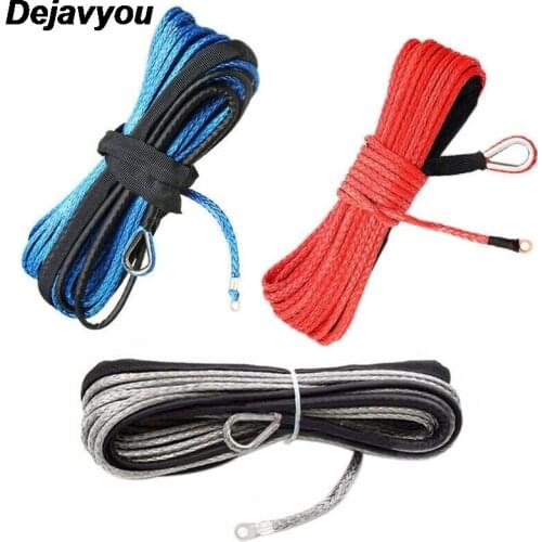 6mmx15m 1/4X50ft Car Tow Rope Winch Line Cable 3 Colors Synthetic Winch Rope Automotive Supplies 1PC