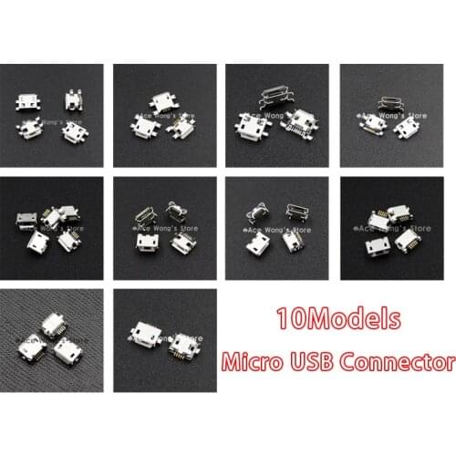 10Models,100pcs total Micro USB 5Pin jack tail sockect, Micro USB Connector port sockect for samsung Lenovo Huawei ZTE HTC ect