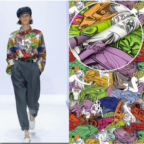 100% Cotton Fabric Cloth Advanced Sewing Material Car Beauty Digital Printing Clothing Shirt Dress Handmade DIY Fabric Pattern