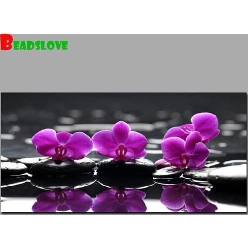 100x50cm Diamond Embroidery Stones Purple Butterfly Orchid 5D DIY Diamond Painting Diamond Mosaic needlework living room decor