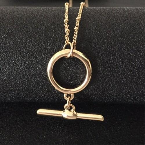 2020 New Fashion Pink Simple Gold Color Chain with Linked O-T Long Pendant Necklace Jewelry Christmas Gifts Bijoux Femme