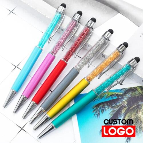 50pcs Exquisite Crystal Ball Pen Fashion Creative Stylus Laser Engraving Custom Logo and Text Office and School Custom Pen