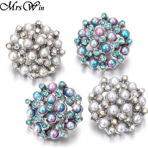 6pcs/lot New Rhinestone Flower Snap Button Jewelry Charms Fit Leather Silver color 18mm Snap Button Bracelet Necklace for Women