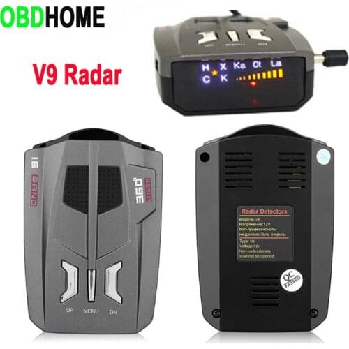 Latest V9 Car Trucker Speed 360 Degrees Vehicle Radar Detector Voice Alert Warning 16 Band Auto LED Display English / Russian