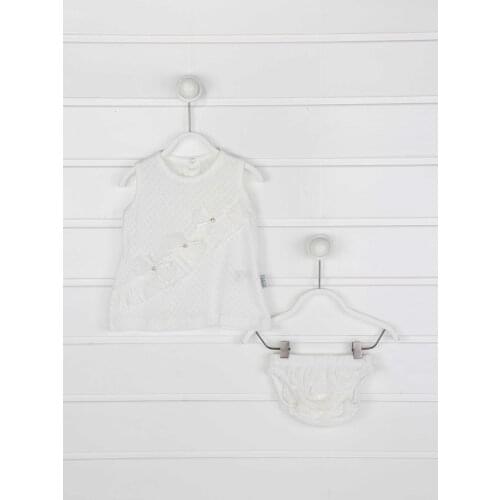 White Baby Girl Daily 2 Piece Suit Set Cotton Daily Seasonal Casual Wear Girls Babies Suit Outfit Models Dress and panties