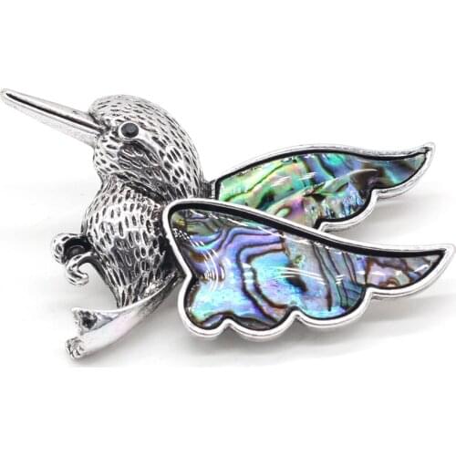 Natural Abalone Shell Hummingbird Brooches for Women Men Jewelry Making DIY Charms Accessories Animal Brooch Pins Exquisite Gift