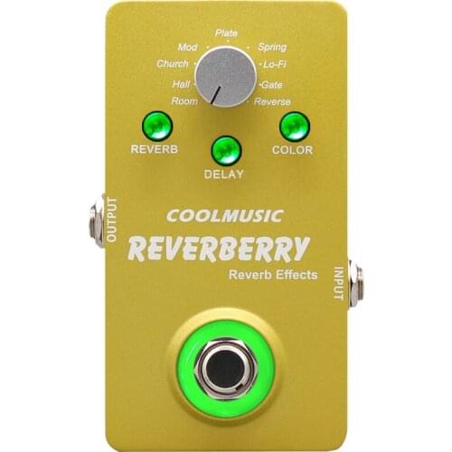 COOLMUSIC A-RE01 Electric Guitar Digital Reverb Effect Pedal with 9 Reverb Effects True Bypass Metal Guitar Parts Accessories
