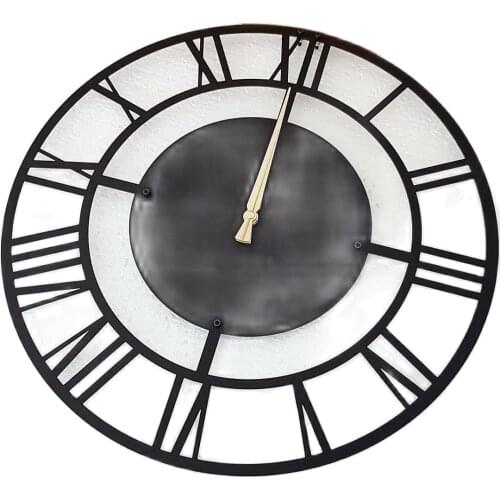Decorative Metal Wall Clock Matte Black Painted 50cm Diameter Works Quietly Adds Elegance To Your Home