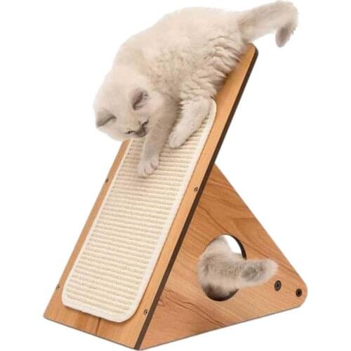 Wood Cat Scratcher Solid Cat Scratch Toy Board Claw Grinder Corrugated Cardboard Nest Vertical Sofa Protector For Cat Kitten