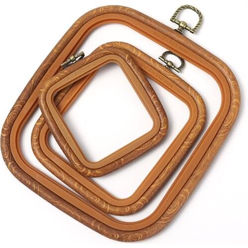 Wooden Embroidery Hoops Frame Cross Stitch Hoop Ring Imitated Wooden Square Set Display DIY Needlecraft Sewing Tools