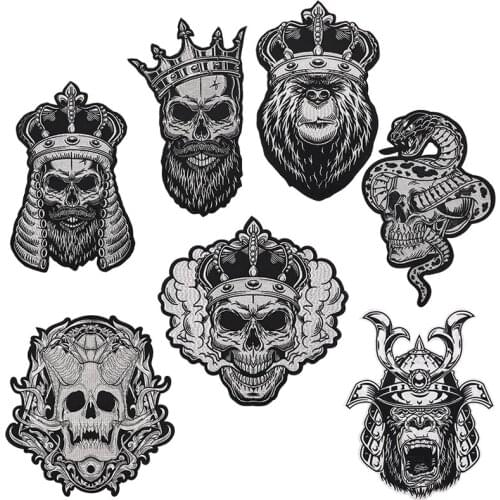 DIY large embroidery big crown monkey skull animal cartoon patches for clothing QR-8