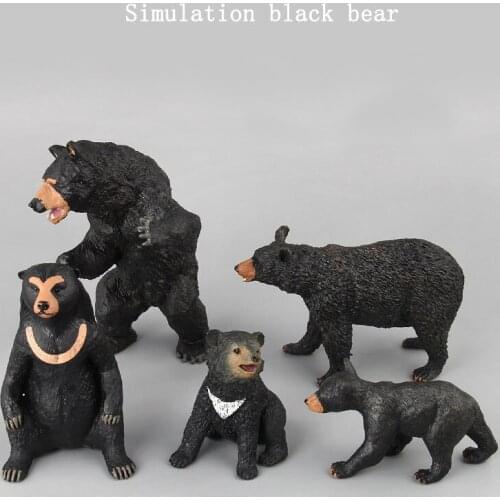 Diy Simulation Mini Black Bear Figure Collectible Toys Solid Wild Animal Action Figures Kids Bears Solid Model aments Toys