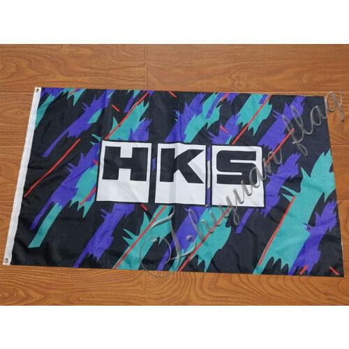 HKS flag 90x150cm with 100D Polyester custom digital print single side banner