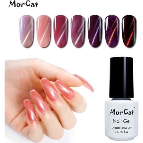 MorCat Cat Eye Gel Nail Polish Silver Gold Line Varnish UV Nail Gel Nail Art UV Cat Eye 3D Magnet Gel Polish
