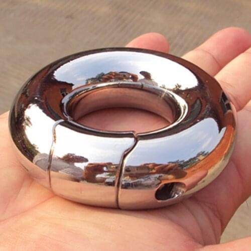 19 Sizes Stainless Steel Scrotum Pendant Penis Cock Ring Restraint Chastity Device Testicle Penis Training BB2-80