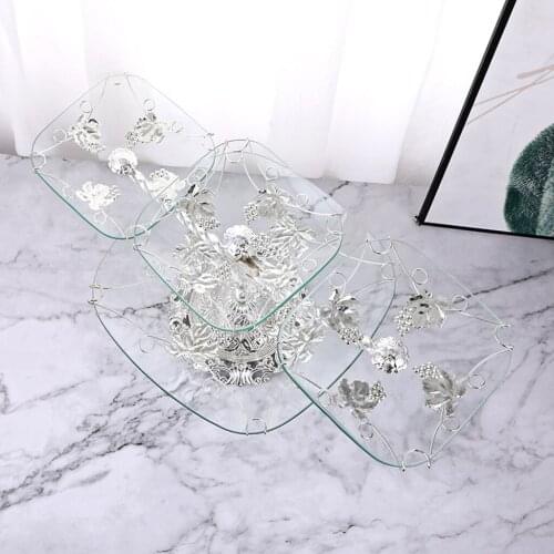 Square European Tempered Glass Fruit Tray Snack Serving Bowl Storage Plate