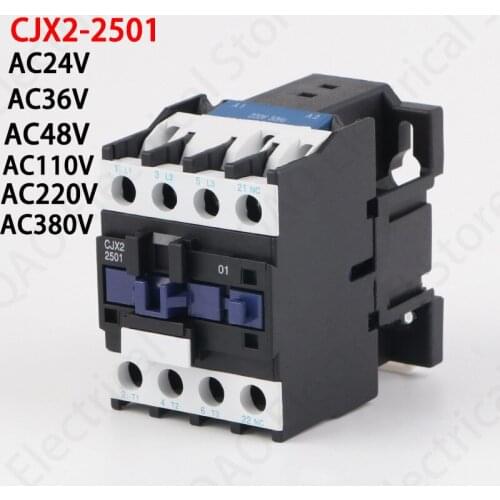 LC1D AC Contactor CJX2-2501 25A NC 3-Phase DIN Rail Mount Electric Power Contactor 24V 36V 110V 220V 380V