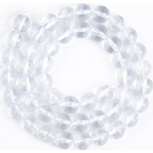 Natural Stone Smooth Fine Cotton White Crystals Round Loose Beads 4/6/8/10/12mm for Jewelry Making DIY Bracelet Accessories