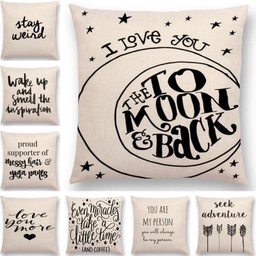 Newest Black Letter Brave Confidence Hope Forceful Warm Words Cushion Cover Christmas Gifts Sofa Throw Pillow