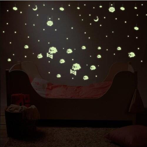The new diy HM10043 luminous little sheep Small luminous fluorescence children bedroom adornment wall posts