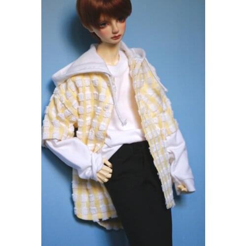 BJD doll clothing is suitable for 1/3 1/4 size MSD day plaid counterfeit two hooded cardigans 2 color into doll accessories