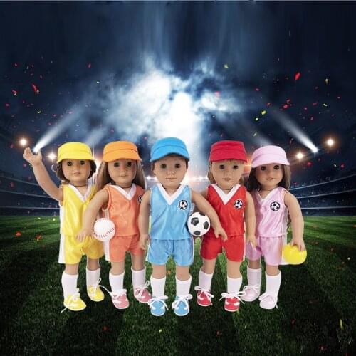 Doll Clothes Sportswear Clothes + Shoes + Hat + Ball + Socks + Backpack For 18 Inch American Doll 43 Cm New Born Baby&Logan Doll