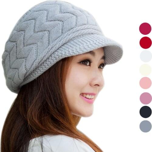 Autumn Winter Hats Fashion Women Solid Skullies Knitted Newsboy Cap Men Ladies Casual Wool Hat Winter Beret Women Painter Cap