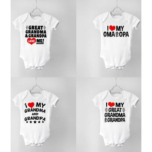 Great Grandpa and Grandma Loves Me 2021 Summer Short Sleeve Baby Bodysuit Boys Girls Jumpsuit Newborn Toddler Drop Ship