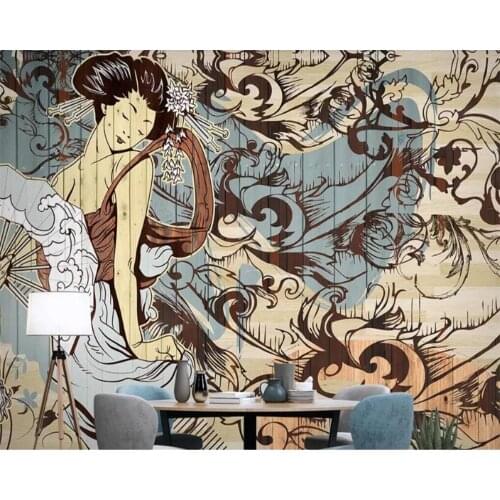 Beibehang Custom photo wallpaper Japanese style Ukiyo-e wood grain modern minimalist TV background wall decoration painting