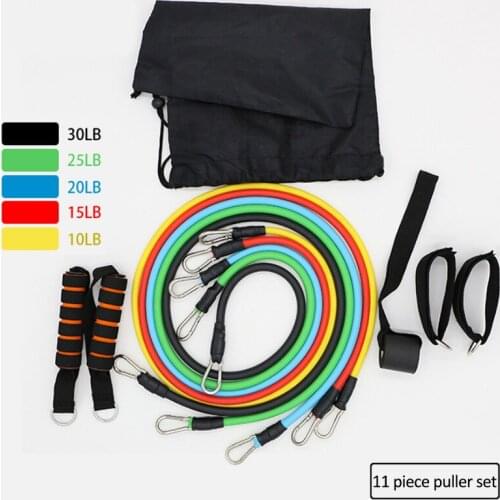 Reedow 11pcs suit Pull Rope Fitness Exercises Resistance Bands Crossfit Latex Tubes