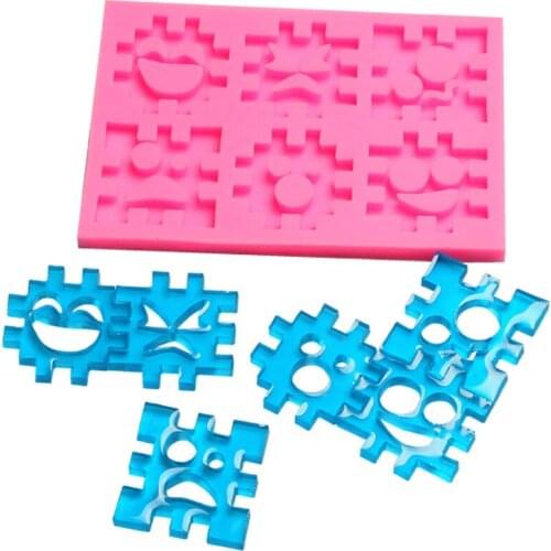 Puzzle Face Cookie Silicone Soap Liquid Mold DIY Fondant Cake Decor Biscuit Jelly Molds Chocolate Ice Candy Mould Baking Tool