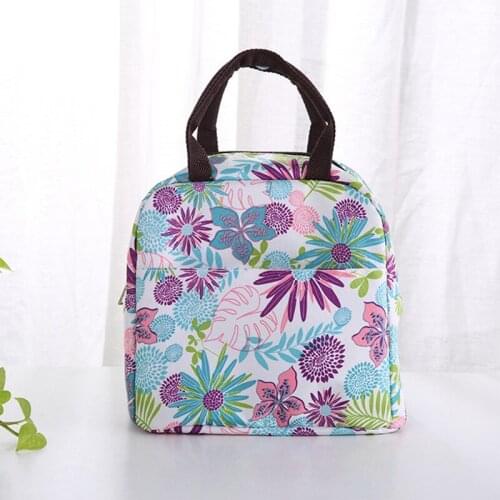 Cute Flower Cartoon Tote Picnic Bag Fresh Insulation Cold Bales Thermal Oxford Waterproof Convenient Leisure Bag Lunch Box Bag