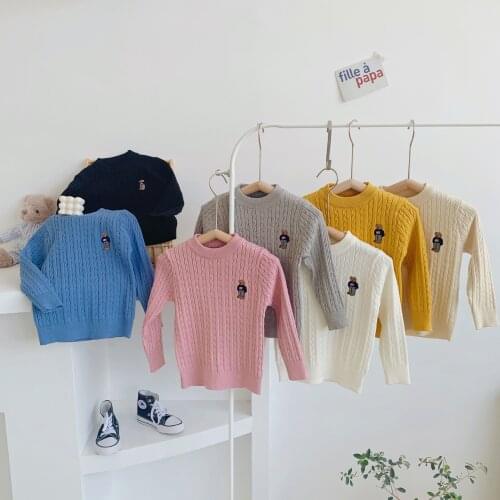 4 5 6 7 8 Years Toddler Kids Sweaters Cute Cartoon Bears Thicken Pullover Sweater for Girls Boys Baby Clothes Child Warm Sweater