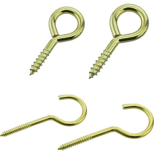 Copper Plated Screw Hook Eye Ring Hook Sheep Eye Screws Thread Peg Self-tapping Screws For Craft Jewelry Light 0#~16