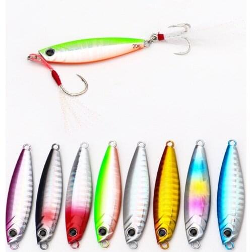 1pcs Assist Hook Long Cast Fast Jigs Fishing Lure Lead Metal Jig jigging 15g/20g/25g/30g/40g Sea Light Jig Artificial Bait pesca