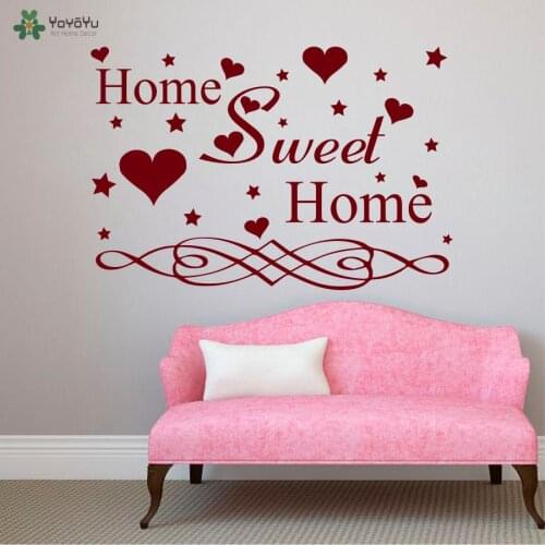 YOYOYU Wall Decal Quotes Home Sweet Home Vinyl Wall Sticker Heart Pattern Home Decor Interior Bohemian Design Art Mural DIYSY953