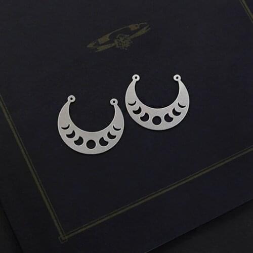 Making Jewelry Findings Moon Phases Stainless Steel Bead Metal Pendant Laser Cut Moon Steel Charm For DIY Necklace Earrings