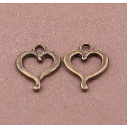 100pcs Vintage Heart-shaped Charm For Manual Making Bracelets/necklace/ear/hair/Bags DIY Fashion Jewelry Accessories