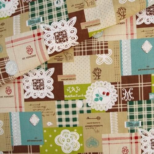 108cmx50cm Cotton Linen Fabric for handmad, bed, bag, curtain Sewing - Lace And Patchwork - green (LF327)
