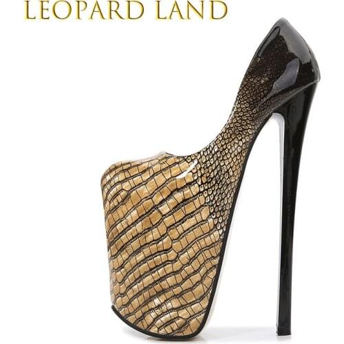 LEOPARD LAND 2020 New Womens Sexy Pumps Heels Sexy Disposable Bed 22cm High Thin Heeled Large Size 45 Womens Shoes MJL