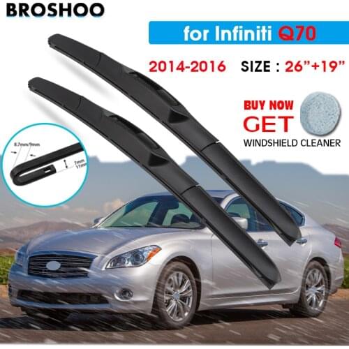 Car Wiper Blade For Infiniti Q70 26"+19" 2014-2016 Auto Windscreen Windshield Wipers Blades Window Wash Fit U Hook Arms