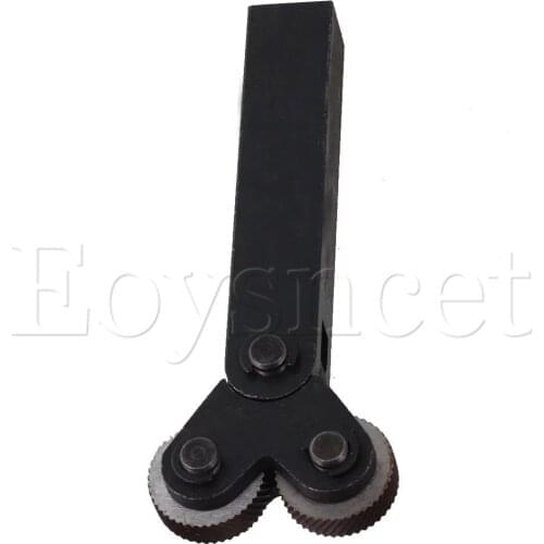 Black Steel 26mm Dia Diagonal Dual Wheels 1.5mm Pitch Linear Knurl Knurling Tool